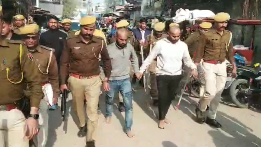 इंस्टाग्राम पर मैसेज और चाकूबाजी पड़ी भारी, पुलिस ने आरोपियों का सिर मुंडवाकर बाजार और गलियों में घुमाया-VIDEO