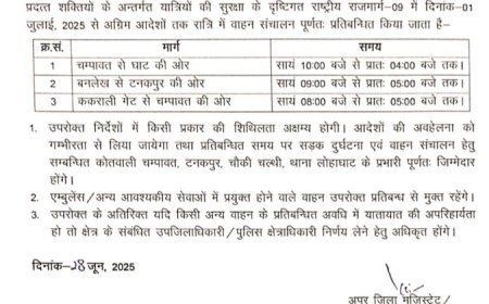 चम्पावत: पहाड़ की सड़कों पर आवाजाही पर रात 8 बजे से सुबह 5 बजे तक प्रतिबंध