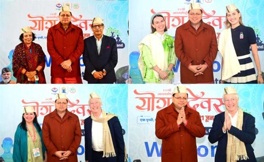 मुख्यमंत्री धामी ने विदेशी मेहमानों का भराड़ीसैंण में किया स्वागत, बताई उत्तराखंड की विशेषताएं