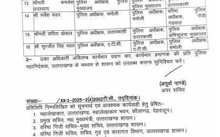 उत्तराखंड में आईपीएस और पीपीएस अफसरों के तबादले