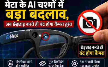 मेटा के एआई चश्मों में नया सुरक्षा अपडेट, छेड़छाड़ पर तुरंत बंद होगा कैमरा