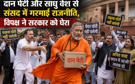 दान पेटी और साधु के वेश में विपक्ष का प्रदर्शन, गरमाई संसद की राजनीति