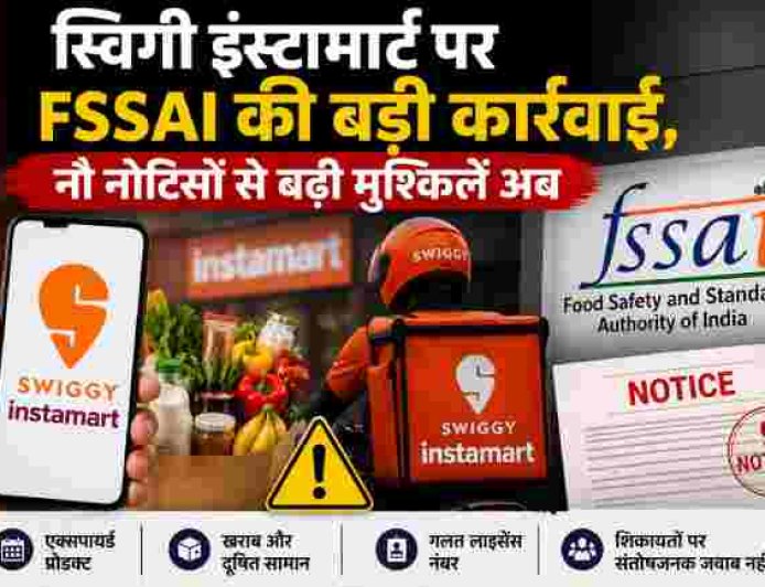 स्विगी इंस्टामार्ट पर एफएसएसएआई की कठोर कार्रवाई, नौ नोटिसों से बढ़ीं चुनौतियाँ