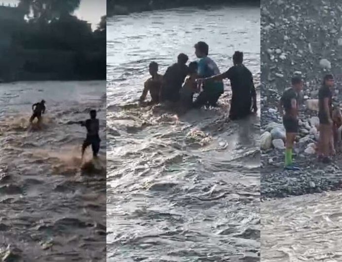 जाखन नदी में बह रही 12 वर्षीय बच्ची को फौजी और तीन युवकों ने बचाया, बड़ा हादसा टला
