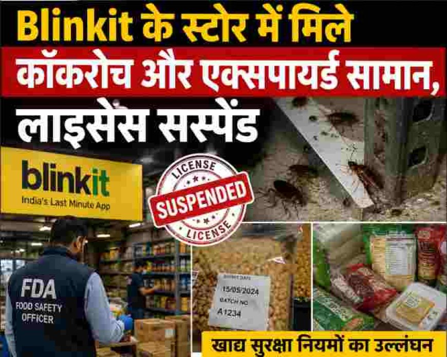 Blinkit के स्टोर में कॉकरोच और अवैध सामान, खाद्य लाइसेंस निलंबित