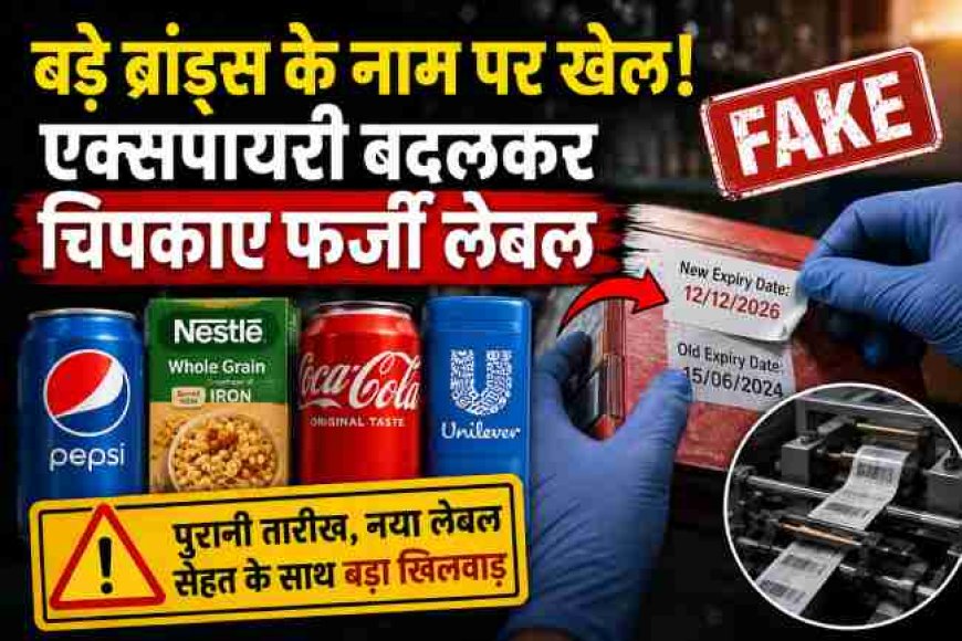 बड़े ब्रांड्स के नाम पर खेल! एक्सपायरी बदलकर चिपकाए फर्जी लेबल