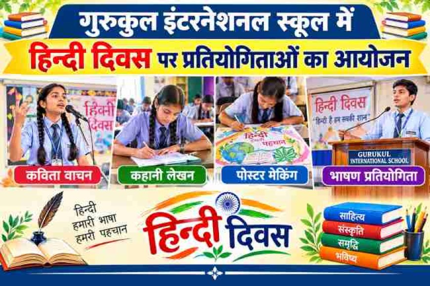 गुरुकुल इंटरनेशनल स्कूल में हिन्दी दिवस पर प्रतियोगिताओं का हुआ आयोजन