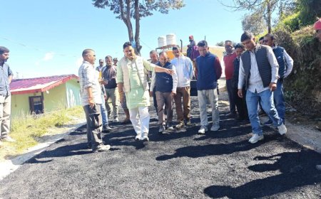 भीमताल: मंत्री कैड़ा ने किया सड़क डामरीकरण का निरीक्षण, गुणवत्ता पर जोर