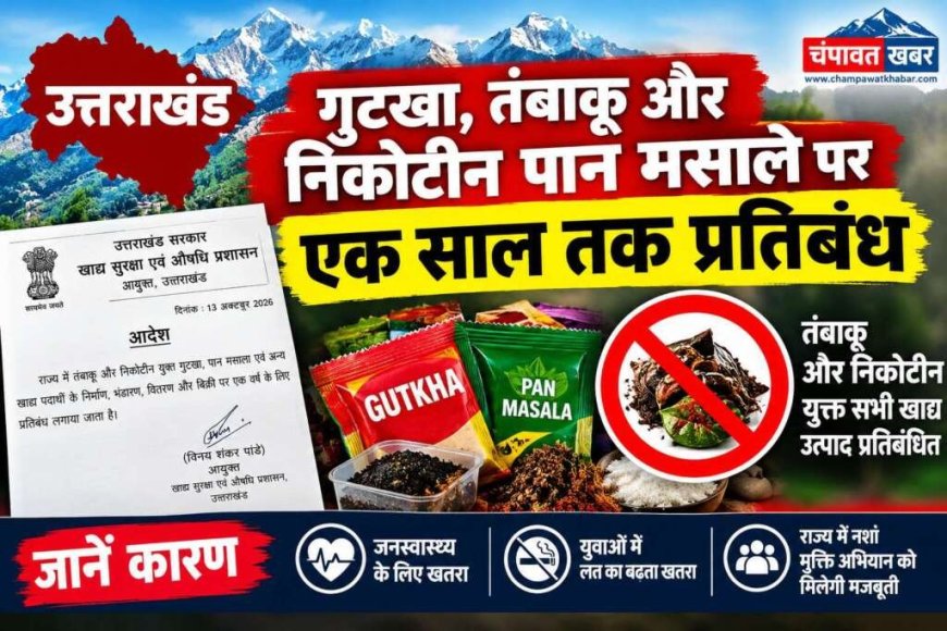 उत्तराखंड में एक साल तक गुटखा और पान मसाले की बिक्री पर रोक, तंबाकू उत्पादों पर भी प्रतिबंध